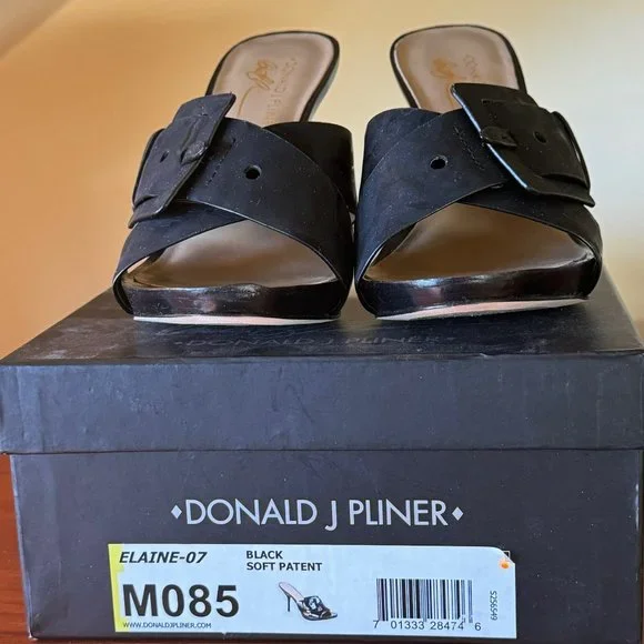 Donald J Pliner Elaine Black Soft Patent Mules NIB, Sz 8.5M - Picture 10 of 12